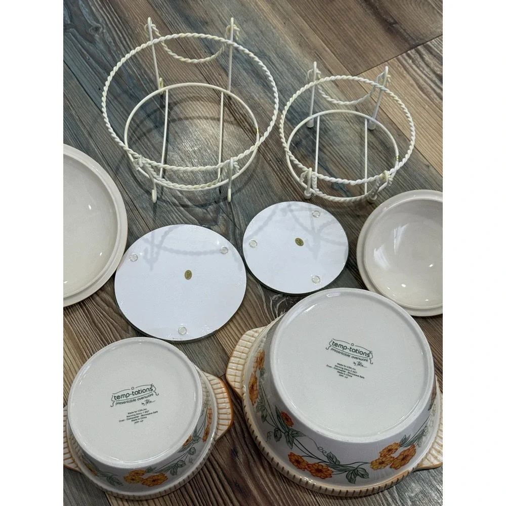 Temp-Tations Presentable Ovenware  by Tara bowls, Trivets, Covers  Old World Set